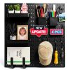 TurnSun Pegboard Wall Organizer 24x24 Black Modular 4‑Shelf System-0