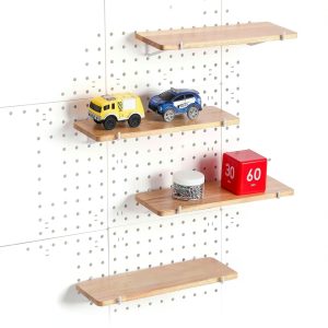 Wonderjune Wooden Pegboard Shelf Set 4 Pack 11.81x3.94in Matte Rustic-0
