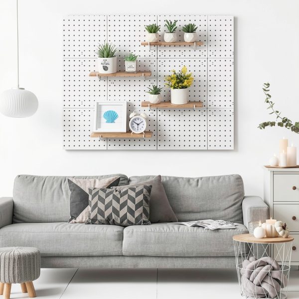 Wonderjune Wooden Pegboard Shelf Set 4 Pack 11.81x3.94in Matte Rustic-4