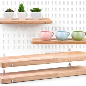 Lemecima Wooden Pegboard Shelf 2-Piece Set 11.8×4in Easy Install-0