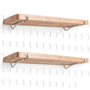 Aemygo Wooden Pegboard Shelf Set Bohemian Beige 11.8" x 3.9"-0