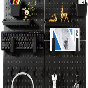 Homaisson Black Wall Pegboard Shelf Detachable Portable Design-0