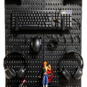 bpb1 Gaming Pegboard Organizer Wall Mount Black 4-Panel Storage Board-0